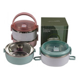 Lunchera Doble Vianda Térmica Acero Inox 1400 Ml Almuerzo