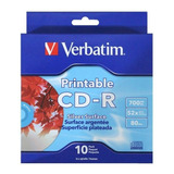 Disco Compacto Verbatim Cd-r 52x 80min 700mb Imprimible C/10