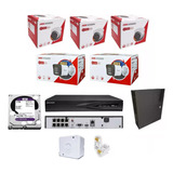 Nvr 08 Ch Hikvision Poe + 05 Cameras Ip Áudio + Hd 1t + Rack