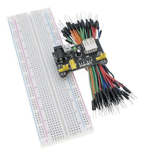 Kit Protoboard 830 Puntos + Fuente Mb102 + 65 Cables Dupont