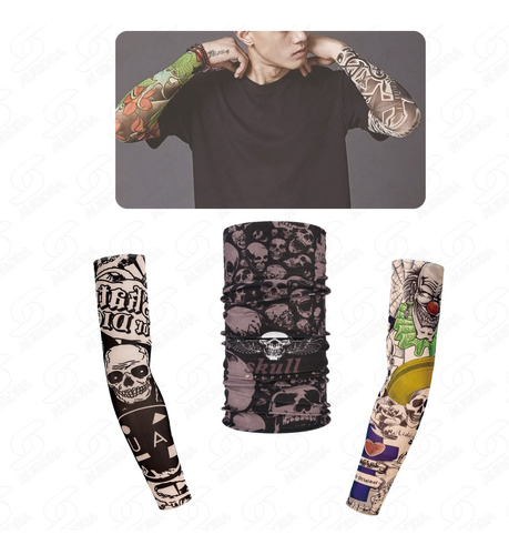 Manga Brazo Protectora Uv+pasamontaña Bandana Deportiva Moto