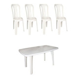 Conjunto Mesa Retangular E 4 Cadeiras Bistro Branco Kit 01cj