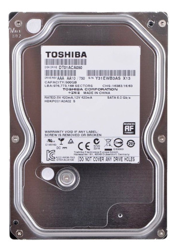 Hd 500gb Toshiba Dt01aca050 Sata 6 Cache 32mb 7.200 Rpm Business Edition Com Nfe E Garantia