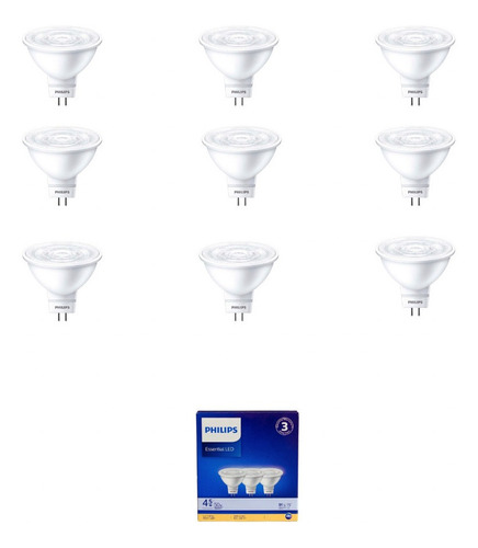 R E M A T E Foco Luz Calida Led 4.5w 50w Philips 9 Piezas 