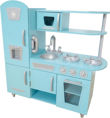 Juego De Cocina P/niños; Madera Vintage, Azul; Kidkraft