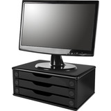 Suporte Monitor Gaveteiro Mdf Black Piano Com 3 Gavetas