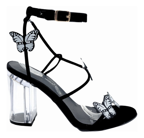 Zapatilla De Mariposas Con Tacon De Cristal  Lady Moda