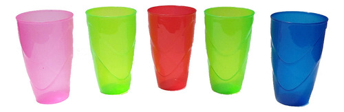 Kit 50 Vasos Plasticos 350ml 5 Colores Clarificado Economico