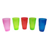 Kit 50 Vasos Plasticos 350ml 5 Colores Clarificado Economico