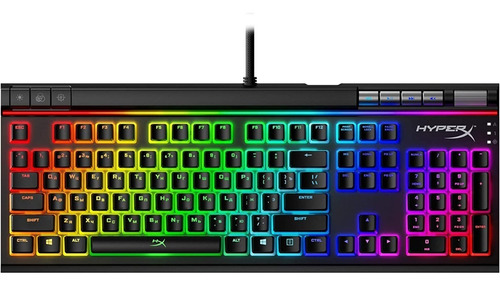 Teclado Gamer Hyperx Alloy Elite 2 Qwerty Red Español Latinoamérica Color Negro Con Luz Rgb