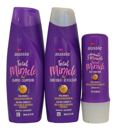  Kit Aussie Total Miracle 7 Em 1 Shampoo E Cond 360ml+máscara