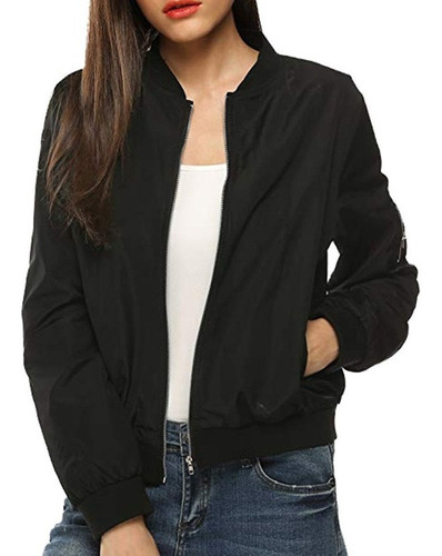 Chaqueta Bomber Jacket Acolchada Clásica Para Mujer