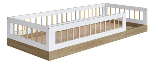 Completa Móveis Aft008avbc Cama Montessoriana De Solteiro Cor Aveiro E Branco