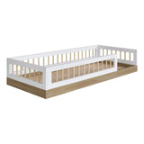 Completa Móveis Aft008avbc Cama Montessoriana De Solteiro Cor Aveiro E Branco