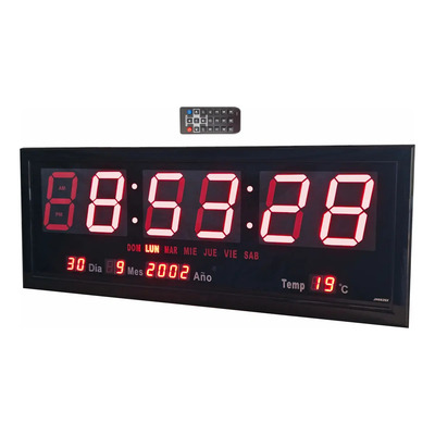 Reloj de pared digital JH 6826R con diseño moderno de forma cuadrada de 26cm x 3cm 68cm de diámetro negro | Envío gratis