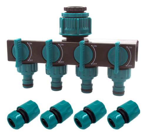 Distribuidor De Agua De 4 Vías Portátil Para Riego 15 Mm