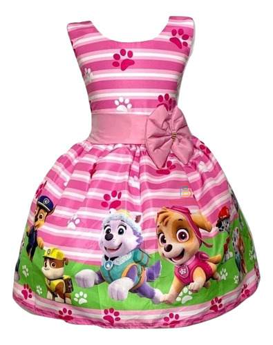 Vestido Infantil Temático Patrulha Canina Luxo Regata +tiara