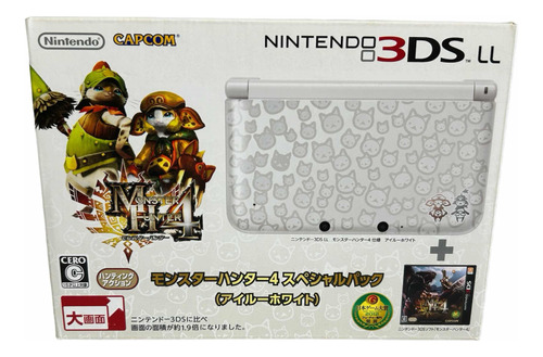 Nintendo 3ds Ll Monster Hunter 4 Especial Airou Branco Frete Grátis 
