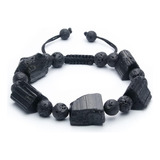 Pulsera De Piedra De Roca De Lava De Turmalina Negra - Pulse