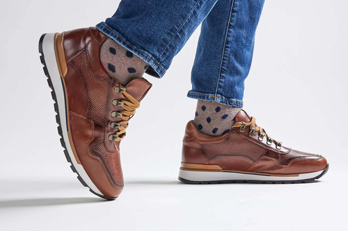 Fabián Arenas Tenis De Piel Para Hombre 6324 Miel Grabado Animal | Meses sin interés