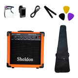 Kit  Para Guitarra Cubo Gt1200 Laranja Sheldon + Acessórios