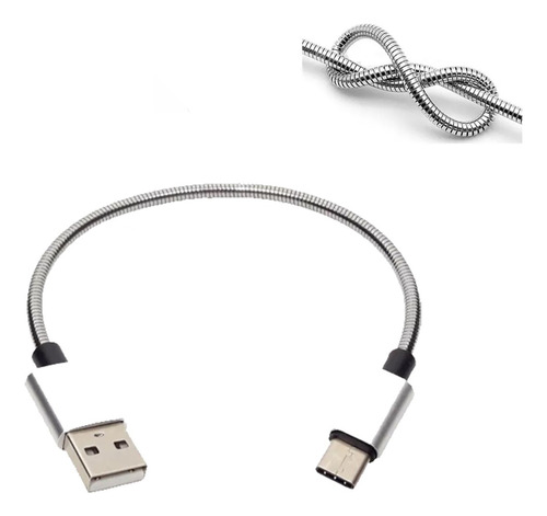 Cabo Usb Tipo C Turbo 20cm Metalizado Reforçado Carregador