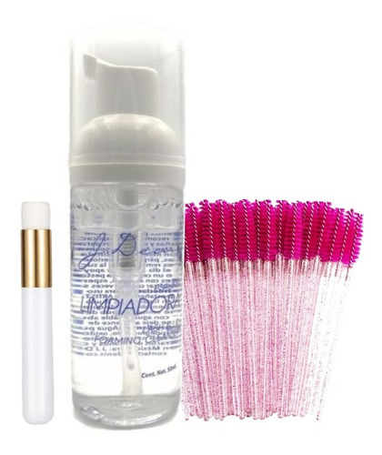 Lash Shampoo J Denis + Brocha Limpiadora+ Paq Cepillos 50pzs