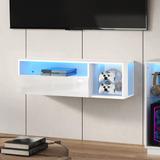 Dlandhome Soporte Flotante Para Tv Con Luz Led, Consola Mult