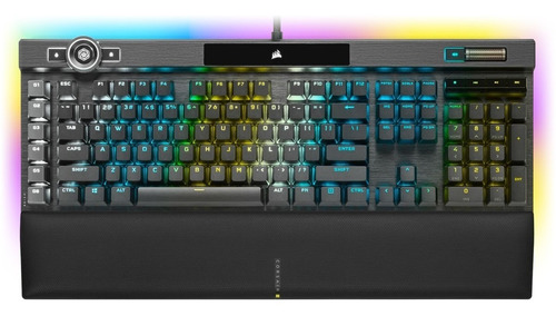 Teclado Gamer Corsair K100 Qwerty Cherry Mx Speed Silver Inglés Us Color Negro Con Luz Rgb