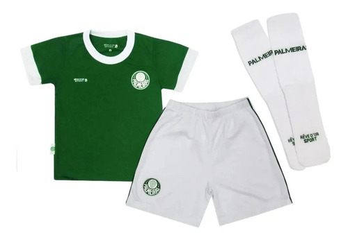 Conjunto De Time Palmeiras Infantil Uniforme Criança Verdão 