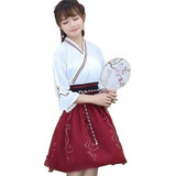Vintage Blusa Y Falda Hanfu Japonés Kimono Vestido