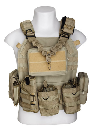 Colete Plate Carrier Mod.+ 9 Módulos + Bandoleira ( Tan)