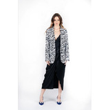 599-25 Blazer Estampado Animal Print Blanco Con Negro