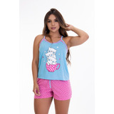 Kit C/3 Pijamas Adulto Feminino Camiseta E Short 