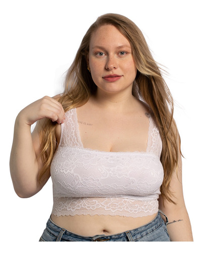 Top Plus Size Sem Bojo Renda Sutiã Cropped Lingerie Feminina