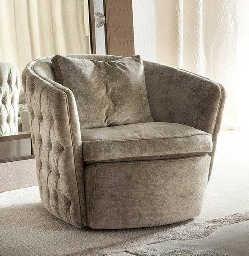 Sillon Individual Premium Capitone Living Pana Color Gris Oscuro