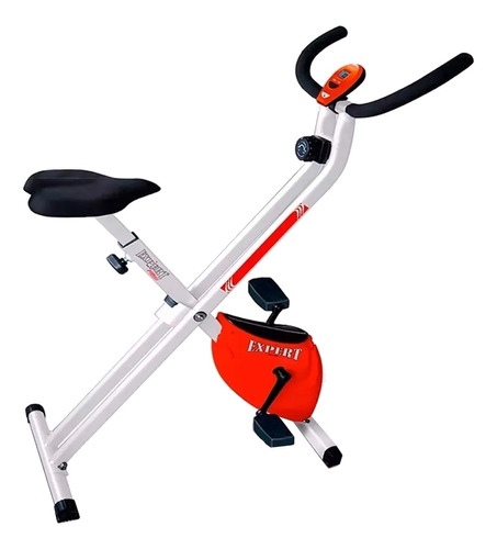 Bicicleta Fija Plegable Expert Ergométrica Gym002001 Tradicional Color Blanco Y Rojo