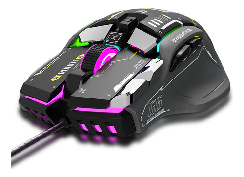 Mouse Mecánico G6 Rgb De 12 Teclas Mouse Para Juegos Con Cab