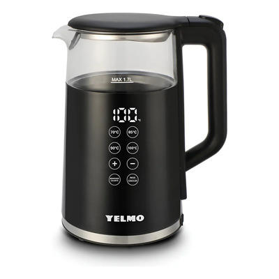 Pava Eléctrica Yelmo Pe-3922 Con Pantalla Digital Y Selección De Temperatura 1.7 Litros Ideal Para Mate Café Te Color Negro | Envío gratis
