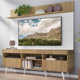 Rack C/ Painel Tv 65 Madri Multimóveis Rustic/bco Pé Retrô