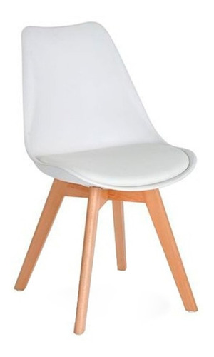 Silla Eames Tulip Con Almohadon Patas Madera Reforzada