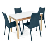 Set De Comedor Teba 4p Con Sillas Palermo Color Azul