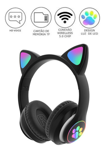 Audífonos Inalámbricos Para Gatitos Con Bluetooth Led Para