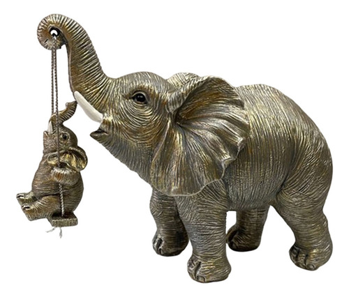Bonita Estatua De Familia De Elefantes De Pie Columpio Obra