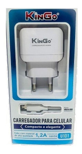 Kit Carregador Micro-usb V8 Kingo 1.2a 5v Para Moto E7 Plus