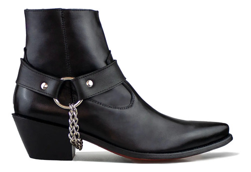Botas Botínes Premium Tipo Saint Cowboy Negro Piel Abocassi