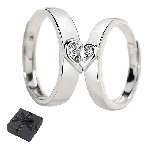 Anillo De Pareja Promesa Corazón No Despinta Fin Plata 925 