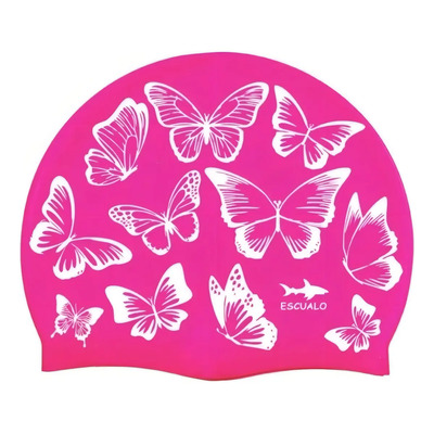 Gorra Natación Escualo Mariposas Silicona Rosa Adultos Talla Única Silicon Talle Único