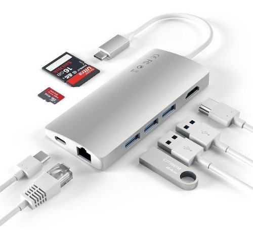 Hub Adaptador Usb-c 3.0 Hdmi 4k Sd Micro Sd Ethernet Satechi