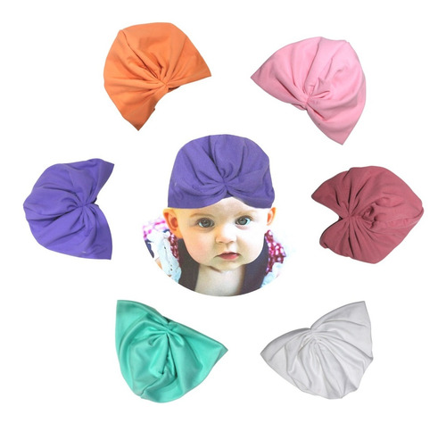 Gorro Turbante Para Bebe Colores Mix Plisado Headwrap 6pz